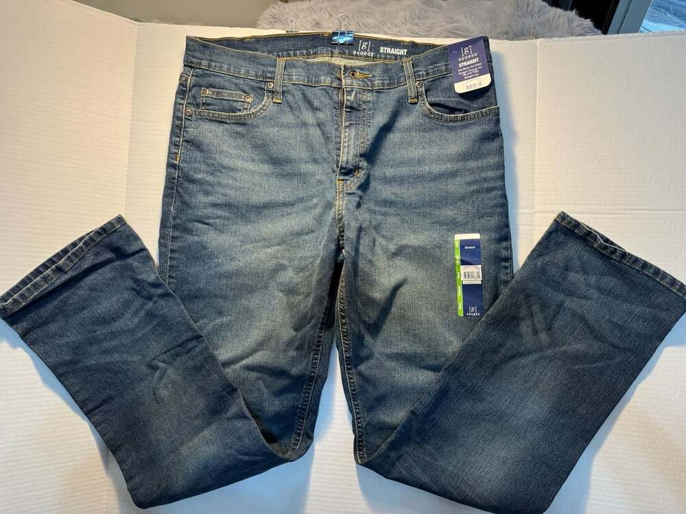 George Straight Jeans Size 36x32 Medium Wash Blue Stretch